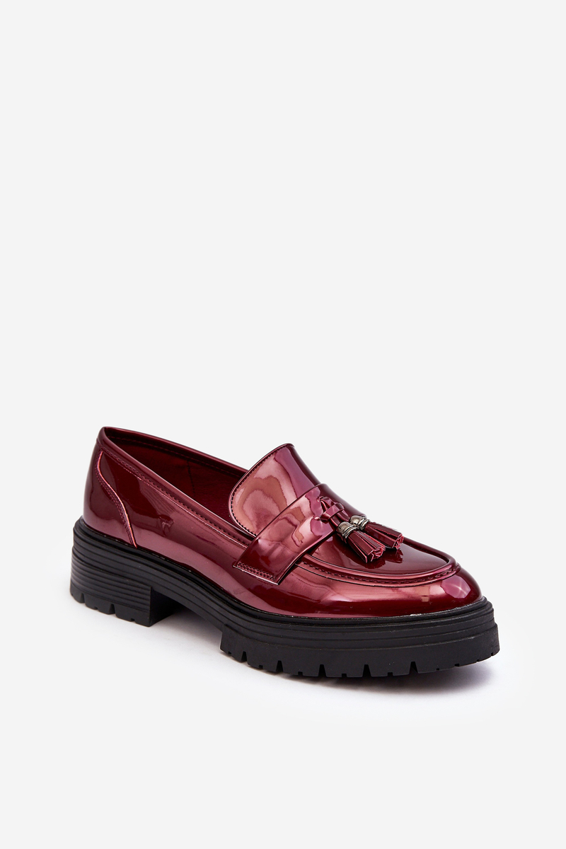 WD1 Patent leather loafers with fringes, burgundy Velenase red